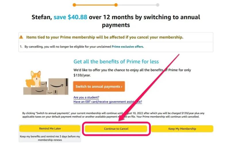 Amazon prime shop switch membership